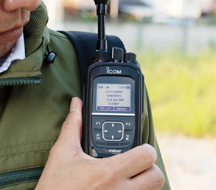 Icom IC-SAT100 Satellite PTT Radio (Push-To-Talk) One-to-Many Global Communications with Just a Push of a Button
