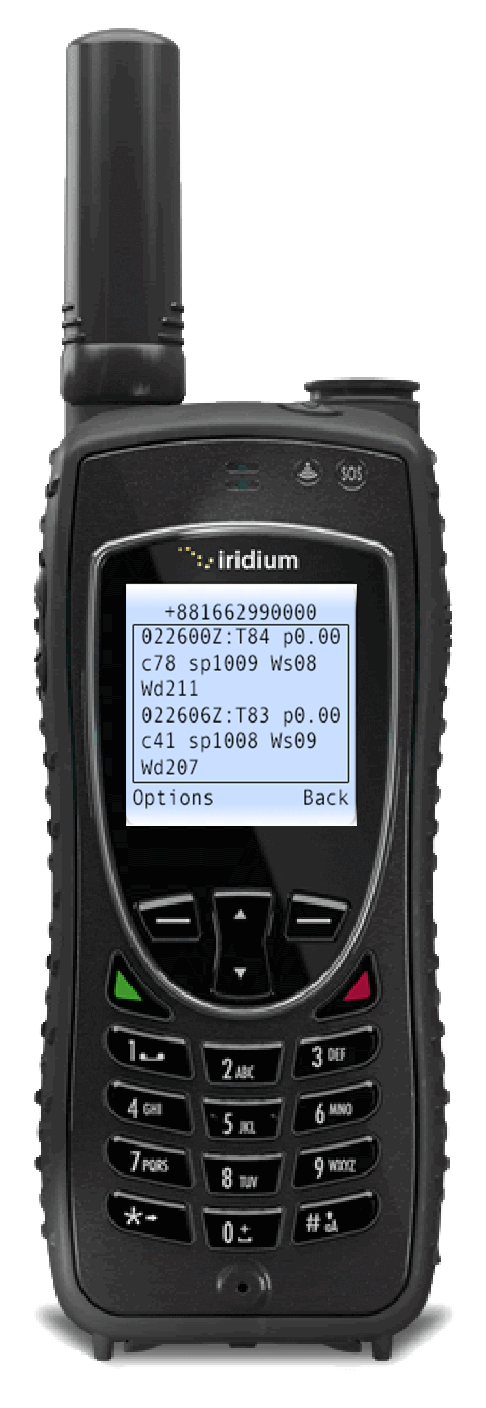 Iridium Extreme 9575 with weather forecast text message